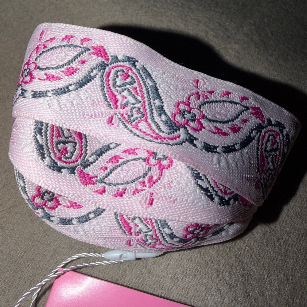 Vera Bradley Felicity Paisley Pink Lanyard Woven ID Key Holder New NWT